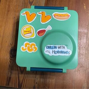 Green Lunchbox with Fun Stickers